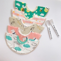 Baby bib Cotton waterproof saliva towel bib Baby bib rice pocket 360 degree rotation newborn small bib