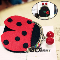 29 Beauty Pleasing Cloth Art Unwoven Material Bag Handmade DIY Cloth Art Ladybug Zero Wallet Mouth Gold Bag