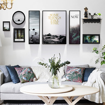  Nordic style living room photo wall Modern minimalist sofa background painting creative combination photo frame wall Home accessories