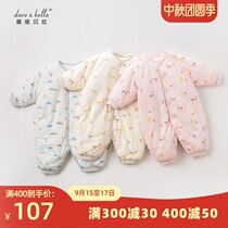davebella David Bella baby childrens clothing autumn and winter baby padded cartoon print jumpsuit