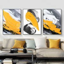 Nordic modern minimalist light and luxurious decoration painting hand-painted oil painting yellow color block living room Restaurant sample room hanging painting