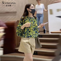 2021 autumn summer sound Net red high-end temperament Linda Elder sister retro loose shirt shorts with women custom tide