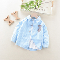 Childrens shirt 4 boys baby white shirt spring and autumn 2021 spring long sleeve childrens coat foreign cotton 3-6 years old