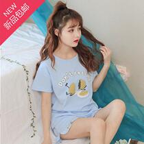 New girls pajamas summer short-sleeved shorts Cotton cute home 5 home suit thin home clothes