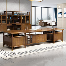 New Chinese office owners table minimalist modern president table big class table and chairs office furniture full solid wood