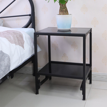 Wrought iron bedside table folding installation-free INS Simple modern tempered glass bedside cabinet (complete)