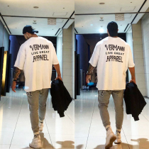 Summer new Korean version Short sleeves Sports Loose Round Collar Printed Breathable Sports Mens Pure Cotton T-Shirt Fitness Casual Clothes