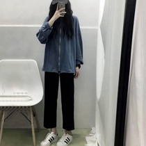 Pants Schoolgirl Loose Fall Slim Fit Pants Slim Fit Slim 90% Pants Straight Barrel Pants Western Pants