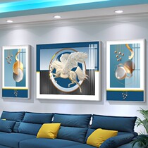 living room high-end decorative painting tasteful light luxury sofa background wall hanging modern simple trio painting office mural