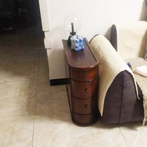 Light luxury curved side table American solid wood corner table living room double drawer sofa side table complete small coffee table bedroom bedside cabinet