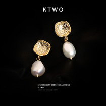 Korean fashion temperament new kgold baroque pearl earrings female simple small net red cold wind