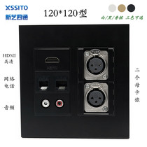 120 type multimedia panel socket double female Canon microphone big three-core audio HDMI HD network cable socket