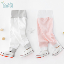 Baby pants Newborn autumn cotton single high waist navel pants Baby pajamas open file childrens leggings