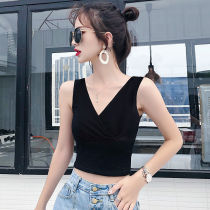 2021 New camisole vest women wear sleeveless T-shirt sexy V collar inside with bottom tight-fitting ultra short navel top