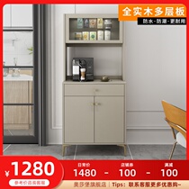 Side cabinet light luxury living room high cabinet solid wood tea cabinet against the wall integrated storage cabinet modern simple wine cabinet Cabinet