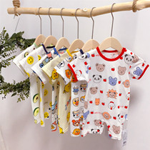 Baby summer short sleeve ultra-thin jumpsuit cute super cute cartoon pullover small yellow duck male baby cotton coat