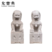 Yundian new white marble stone carving lion a pair of fortune home gatehouse decoration ornaments