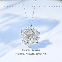 Hi diamond diamond necklace Female luxury full diamond camellia series diamond pendant one carat temperament clavicle chain real diamond