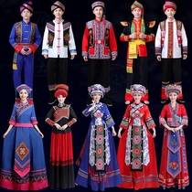 61 ethnic costumes adult female ethnic minority dance suit male and female member of Guangxi Zhuang and Miao ethnic Yi Yao ethnic group 61