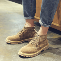 Tide cards to help Martin boots Mens 2022 Spring new Korean version High Help genuine leather Cavet short boots Inron Overalls boots