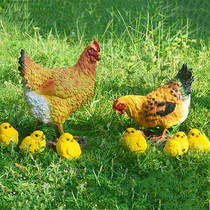 Courtyard Landscaped Hen Small Yellow Cock Pendulum Pieces Patio Garden decorations Poultry mother and son chicken model resin process