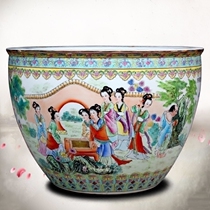 Jingdezhen ceramics hand-painted Group fairy birthday picture goldfish tank turtle tank water lily bowl living room study courtyard ornaments