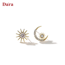 925 silver needle AB asymmetric earrings personality female 2021 New Tide advanced sense Net red earrings simple ins style