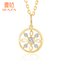 Diamond necklace female yellow 18K gold temperament advanced sense diamond pendant real diamond fashion choker New