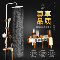 Clean jazz Nordic style antique black gold color full copper shower shower sprinkle with hanging wall type square booster tap