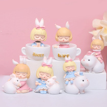 Cartoon Cute Fairy Tale Town Rabbit Swing Piece Creative Resin Handicraft Cake Baking Decoration