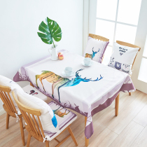 Cotton linen table cloth tea table cloth waterproof and anti-oil washing-ins net red square table cloth Nordic Cartoon table cloth