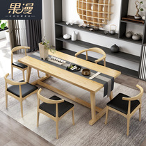  Tea table solid wood tea table dining table dual-use table Simple modern coffee table 1 meter 8 household Kung fu tea table and chair combination