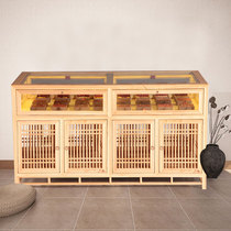 Tea art family New Chinese jewelry cabinet Modern simple hand string bed and breakfast jewelry glass display cabinet Solid wood display cabinet