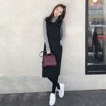 sandro moscoloni small fragrant sweater suit skirt 2021 autumn and winter Korean version of the temperament strap skirt two-piece set