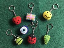 Export Japan handmade beaded cute keychain keychain smiley face ladybug Devil eye frog leaves