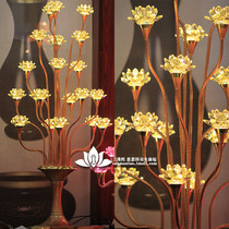Temple Buddha Hall dedicated to large lotus lantern Buddha lamp Buddha for lamp full copper LED Austrian crystal lotus lamp tribute lamp