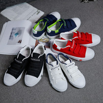Summer student canvas shoes Mens shoes lazy board shoes tide Korean version of the couple does not lace velcro wild white shoes