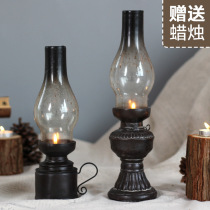 Candlestick decoration resin crafts old kerosene lamp model retro-making old living room fittings to take picture props