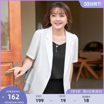 MSShe big code womens dress 2022 new summer micro-fat sister Jane about OL s-up mesh veil suit jacket