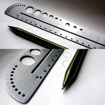 EDC multifunctional titanium alloy ruler graduated ruler compass protractor hexagon stainless steel art tool