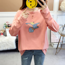 Long-sleeved t-shirt women loose fat mm large size womens early spring 2021 new dumbo net red student top