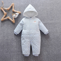 Baby conjoined clothes autumn and winter clothing 6 months male and female baby khaclothes out climbing clothes with cap for a year old ocean qi climbing suit 9