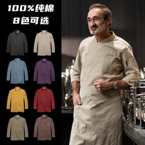 Hotel Chefs Work Clothes Men Long Sleeves Restaurant Total Kitchen Upscale Pure Cotton Jersey Autumn Winter Big Code Suit Custom Logo