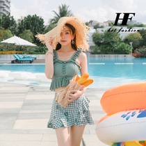 Swimsuit female summer fairy fan cute Japanese 2021 new net red sweet split wooden ear side hot spring outfit ins