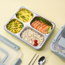 304 stainless steel insulated lunch box grid bento lunch plate Children primary school students office workers portable partition lunch box