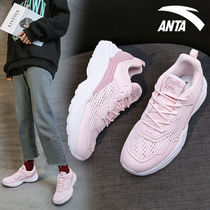 Anta womens shoes casual shoes mesh breathable official website 2021 autumn new trend pink father shoes sneakers women