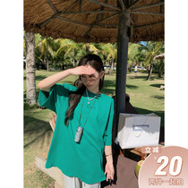 Respect Letter White Short Sleeve T-Shirt Woman Loose In medium Long Dress Round Collar Compassionate Blouse to Bottom Shirt Tide