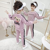 Girls sports suit 2022 spring new online red ocean gas childrens clothing leisure Two sets of girl child bottling