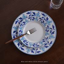 Export British Generation Factory Green Flower Series Retro Patterned Ceramic Western Meal Count Hearts Disc Steak Dish Home Vegetable Dish