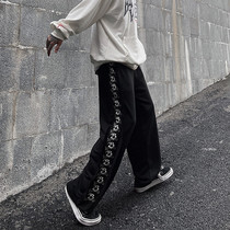 High street pants mens ins Tide brand design sense straight tube casual pants spring and autumn Korean trend wide leg drag trousers